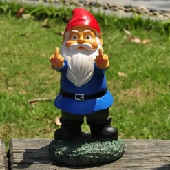 Rude Gnome,Funny Garden Gnomes Colorful Garden Ornaments Double Middle Fingers Resin Statues for Lawn Yard