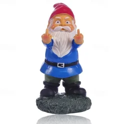 Rude Gnome,Funny Garden Gnomes Colorful Garden Ornaments Double Middle Fingers Resin Statues for Lawn Yard