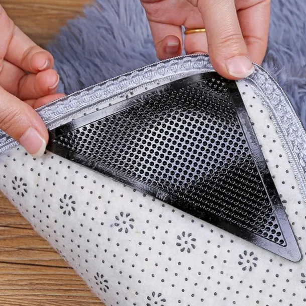 Rug Grippers 4 Pcs Triangle Non Slip Washable Rug Gripper Reusable Removable Anti Curling for Kitchen Rug Area Rug Livingroom Bedroom