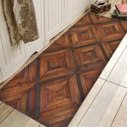 Rug Runner Colour Stripe Floor Mat Door Mat Hallway Carpets Area Rugs Washable for Bedroom Living Room Kitchen Bathroom Anti-Slip Floor Mats Wood lines