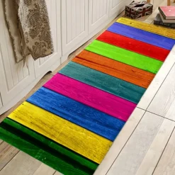 Rug Runner Colour Stripe Floor Mat Door Mat Hallway Carpets Area Rugs Washable for Bedroom Living Room Kitchen Bathroom Anti-Slip Floor Mats Wood lines