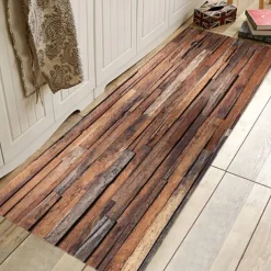 Rug Runner Colour Stripe Floor Mat Door Mat Hallway Carpets Area Rugs Washable for Bedroom Living Room Kitchen Bathroom Anti-Slip Floor Mats Wood lines