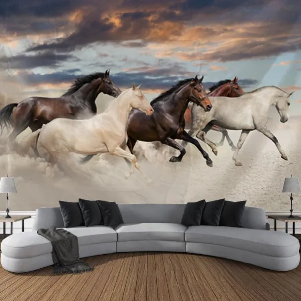 Running Horse Wall Tapestry Art Decorative Blanket Curtain Hanging Family Bedroom Living Room Decoration