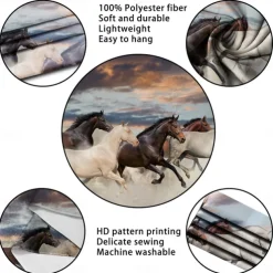Running Horse Wall Tapestry Art Decorative Blanket Curtain Hanging Family Bedroom Living Room Decoration