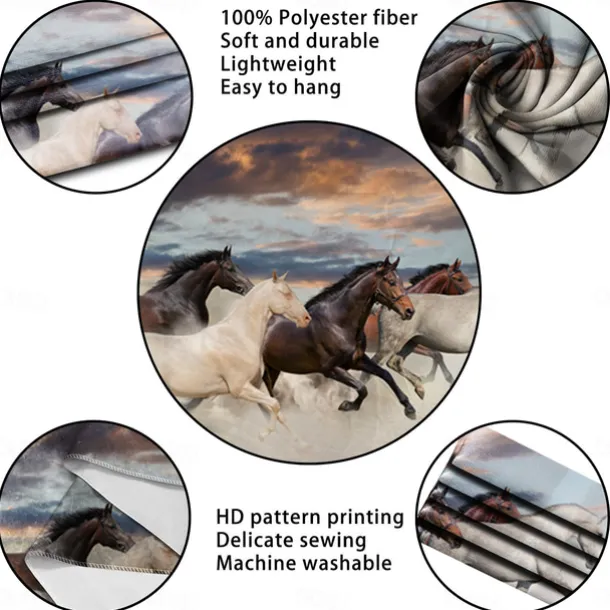Running Horse Wall Tapestry Art Decorative Blanket Curtain Hanging Family Bedroom Living Room Decoration