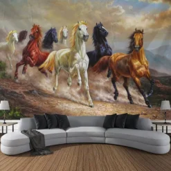 Running Horse Wall Tapestry Art Decorative Blanket Curtain Hanging Family Bedroom Living Room Decoration