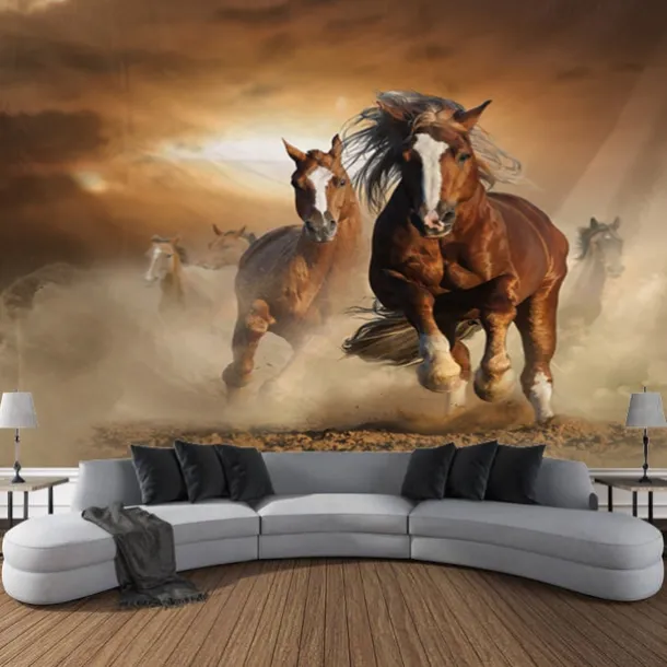 Running Horse Wall Tapestry Art Decorative Blanket Curtain Hanging Family Bedroom Living Room Decoration