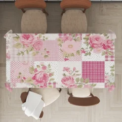 Rural American Floral Pattern Print Rectangle Tablecloth Waterproof Rectangular Table Cloth for Kitchen Dining
