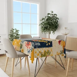 Rural American Floral Pattern Print Rectangle Tablecloth Waterproof Rectangular Table Cloth for Kitchen Dining