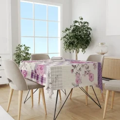 Rural American Floral Pattern Print Rectangle Tablecloth Waterproof Rectangular Table Cloth for Kitchen Dining