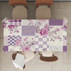 Rural American Floral Pattern Print Rectangle Tablecloth Waterproof Rectangular Table Cloth for Kitchen Dining