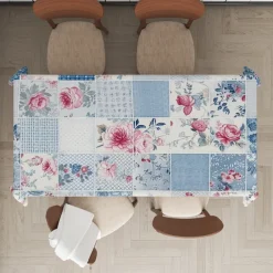 Rural American Floral Pattern Print Rectangle Tablecloth Waterproof Rectangular Table Cloth for Kitchen Dining