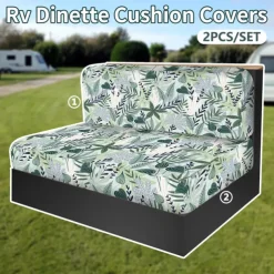 Rv Dinette Cushion Covers Printed Milk Silk All-Season Stretch RV Cushion Cover - Camping Van Seat and Sofa Slipcover for Comfortable and Durable Protection