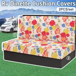Rv Dinette Cushion Covers Printed Milk Silk All-Season Stretch RV Cushion Cover - Camping Van Seat and Sofa Slipcover for Comfortable and Durable Protection