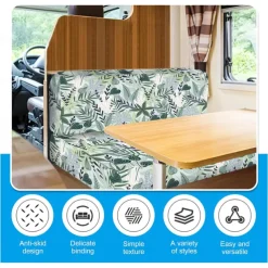 Rv Dinette Cushion Covers Printed Milk Silk All-Season Stretch RV Cushion Cover - Camping Van Seat and Sofa Slipcover for Comfortable and Durable Protection
