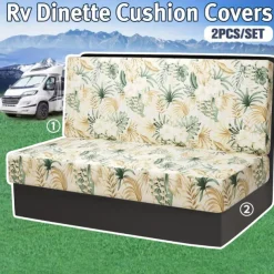 Rv Dinette Cushion Covers Printed Milk Silk All-Season Stretch RV Cushion Cover - Camping Van Seat and Sofa Slipcover for Comfortable and Durable Protection