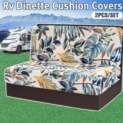 Rv Dinette Cushion Covers Printed Milk Silk All-Season Stretch RV Cushion Cover - Camping Van Seat and Sofa Slipcover for Comfortable and Durable Protection