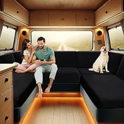 RV Dinette Cushion Covers Stretch Corn Velvet RV Cushion Covers - Elastic Sofa Seat Slipcovers for Camper - Comfortable and Durable for Camping and RV Furniture