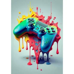 80s 90s Wall Art Colorful Neon Gamer Controller Canvas Poster Fantasy Earphones Esports Gaming Wall Art Painting For Kawaii Room Decor