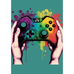 80s 90s Wall Art Colorful Neon Gamer Controller Canvas Poster Fantasy Earphones Esports Gaming Wall Art Painting For Kawaii Room Decor