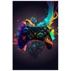 80s 90s Wall Art Colorful Neon Gamer Controller Canvas Poster Fantasy Earphones Esports Gaming Wall Art Painting For Kawaii Room Decor