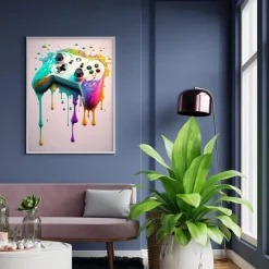 80s 90s Wall Art Colorful Neon Gamer Controller Canvas Poster Fantasy Earphones Esports Gaming Wall Art Painting For Kawaii Room Decor