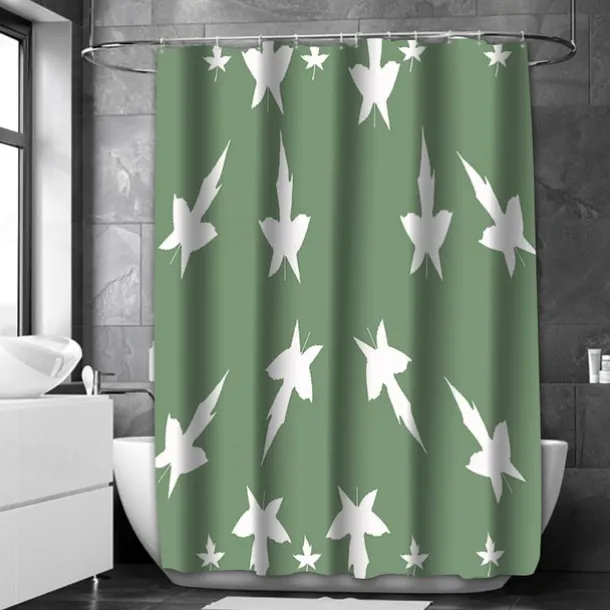 Sage Green Shower Curtain with Hooks Waterproof 180cm*180cm(70"*70")for Bathroom Liner Bath Decor Textured Fabric Shower Curtain Sets Machine Washable