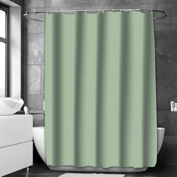 Sage Green Shower Curtain with Hooks Waterproof 180cm*180cm(70"*70")for Bathroom Liner Bath Decor Textured Fabric Shower Curtain Sets Machine Washable