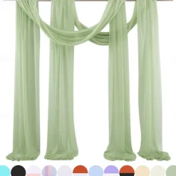 Sage Green Wedding Arch Drapes Chiffon Fabric Drapery Sheer Backdrop Curtains for Party Ceremony Arch Stage Decorations