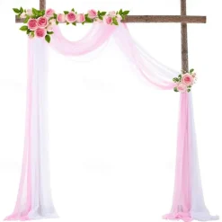 Sage Green Wedding Arch Drapes Chiffon Fabric Drapery Sheer Backdrop Curtains for Party Ceremony Arch Stage Decorations