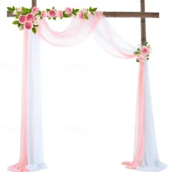 Sage Green Wedding Arch Drapes Chiffon Fabric Drapery Sheer Backdrop Curtains for Party Ceremony Arch Stage Decorations