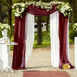 Sage Green Wedding Arch Drapes Chiffon Fabric Drapery Sheer Backdrop Curtains for Party Ceremony Arch Stage Decorations