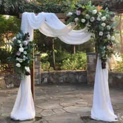 Sage Green Wedding Arch Drapes Chiffon Fabric Drapery Sheer Backdrop Curtains for Party Ceremony Arch Stage Decorations