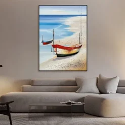 Sailboat Oil painting handmade Abstract Sailboat Canvas Art paintings handmade Nautical Oil Painting Large Sailing Ship paintings Wall Art Modern Seascape Painting for Bedroom office decoration