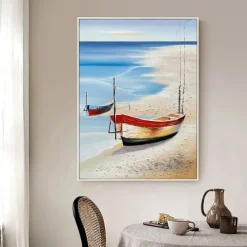 Sailboat Oil painting handmade Abstract Sailboat Canvas Art paintings handmade Nautical Oil Painting Large Sailing Ship paintings Wall Art Modern Seascape Painting for Bedroom office decoration