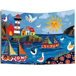 Sailing Landscape Hanging Tapestry Wall Art Large Tapestry Mural Decor Photograph Backdrop Blanket Curtain Home Bedroom Living Room Decoration