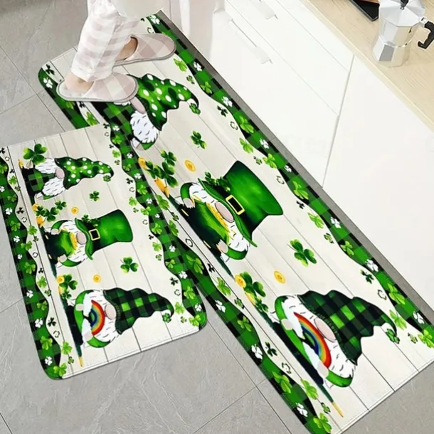 Saint Patrick's Day Doormat Floor Mats Washable Rugs Kitchen Mat Non-Slip Oil Proof Rug Indoor Outdoor Mat Bedroom Decor Bathroom Mat Entrance Rug Gnomes