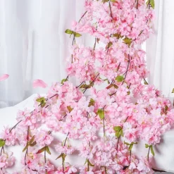 Sakura Rattan Simulation Flower Silk Flower Shape Wedding Decoration Home Venue Decoration,Fake Flowers For Wedding Arch Garden Wall Home Party Hotel Office Arrangement Decoration