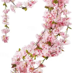 Sakura Rattan Simulation Flower Silk Flower Shape Wedding Decoration Home Venue Decoration,Fake Flowers For Wedding Arch Garden Wall Home Party Hotel Office Arrangement Decoration