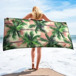 Sandproof Beach Towel Soft Cover Blanket Tropical Pug Large 3D Print Pattern Towel Bath Towel Beach Sheet Blanket Classic 100% Micro Fiber Comfy Blankets