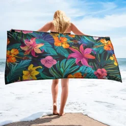 Sandproof Beach Towel Soft Cover Blanket Tropical Pug Large 3D Print Pattern Towel Bath Towel Beach Sheet Blanket Classic 100% Micro Fiber Comfy Blankets