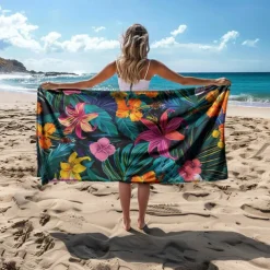 Sandproof Beach Towel Soft Cover Blanket Tropical Pug Large 3D Print Pattern Towel Bath Towel Beach Sheet Blanket Classic 100% Micro Fiber Comfy Blankets