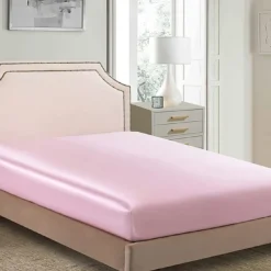 Sateen Fitted Sheet Solid Color Simulation Silk Bed Sheet Simple and Comfortable Anti-Wrinkle