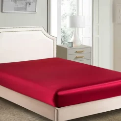 Sateen Fitted Sheet Solid Color Simulation Silk Bed Sheet Simple and Comfortable Anti-Wrinkle