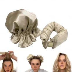 Satin Heatless Curling Set - Curling Stick + Curly Hair Cover, The Zero Heat BUN BONS Curling Set, Big Wave Sleep Lazy Person Curling Hair Artifact, Heatless Curly Hair Set for Women