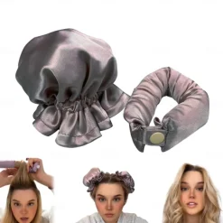 Satin Heatless Curling Set - Curling Stick + Curly Hair Cover, The Zero Heat BUN BONS Curling Set, Big Wave Sleep Lazy Person Curling Hair Artifact, Heatless Curly Hair Set for Women