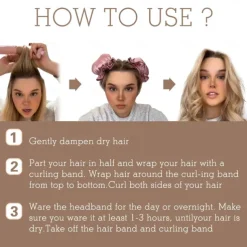 Satin Heatless Curling Set - Curling Stick + Curly Hair Cover, The Zero Heat BUN BONS Curling Set, Big Wave Sleep Lazy Person Curling Hair Artifact, Heatless Curly Hair Set for Women