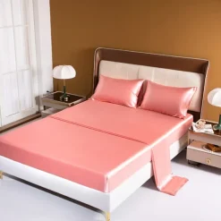 Satin Ice Silk Four-piece Set European American Sheets, Mattress Covers, Pillowcases Bedding