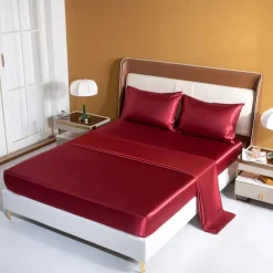 Satin Ice Silk Four-piece Set European American Sheets, Mattress Covers, Pillowcases Bedding