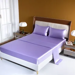 Satin Ice Silk Four-piece Set European American Sheets, Mattress Covers, Pillowcases Bedding
